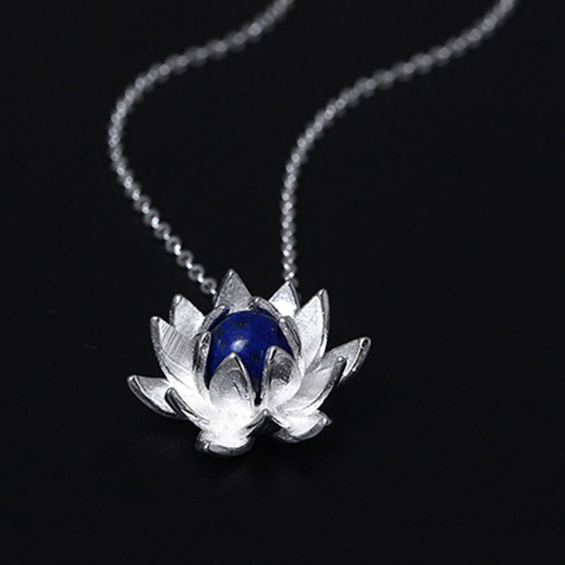 KarmaRipple's 925 Sterling Silver Lazurite Lotus Flower Self Care Pendant Necklace p6