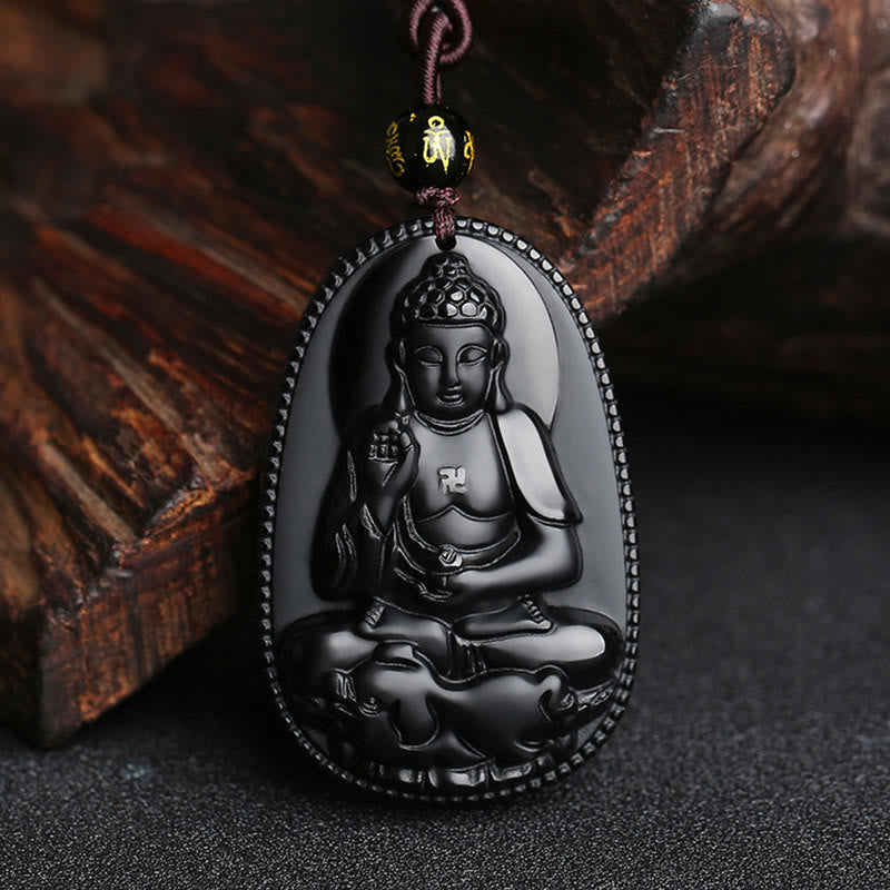 KarmaRipple's Chinese Zodiac Natal Buddha Authentic Black Obsidian Purification Pendant Necklace p14