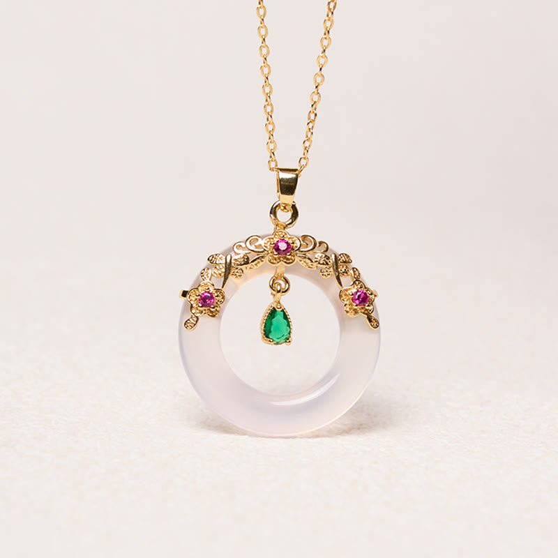 KarmaRipple's Green Chalcedony Peace Buckle Design Strength Pendant Necklace p24