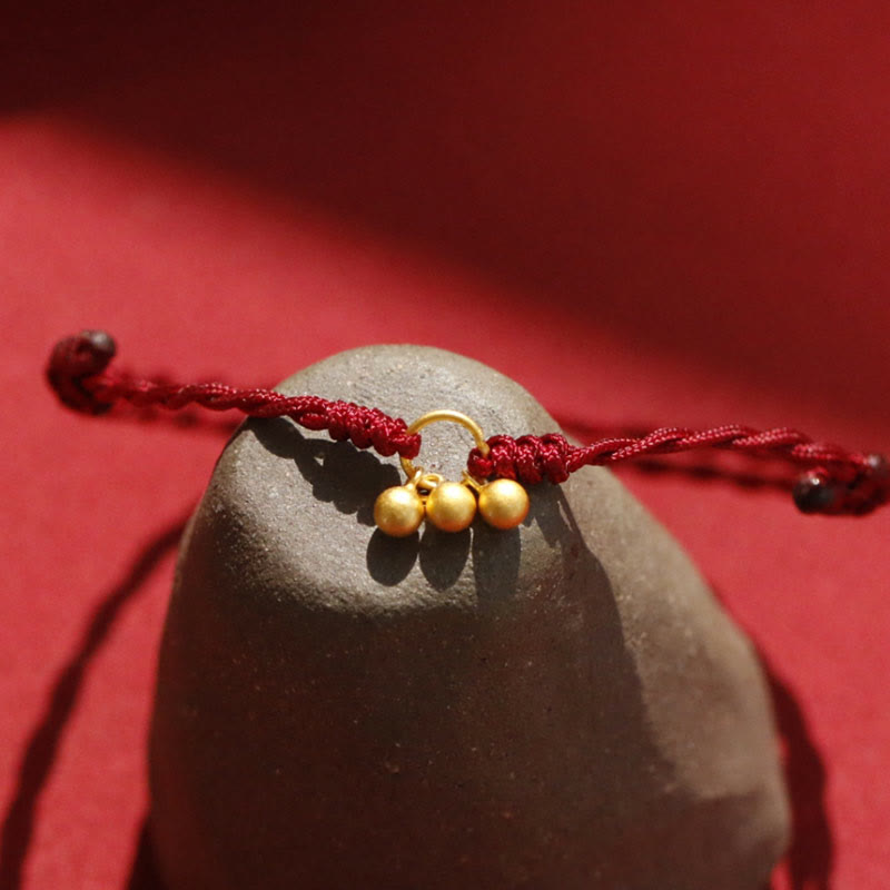 KarmaRipple's 925 Sterling Silver Gold Plated Fortune Red String Bracelet p14