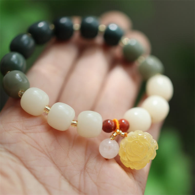 KarmaRipple's Gradient Bodhi Seed Amber Lotus Peace Bracelet p9