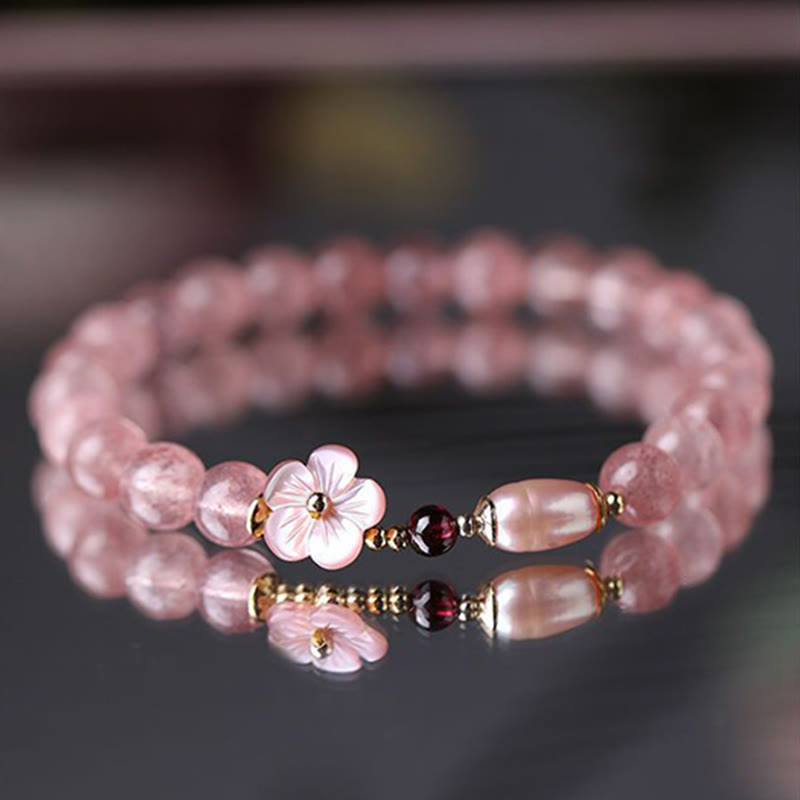 KarmaRipple's Strawberry Quartz Peach Blossom Love Bracelet p11