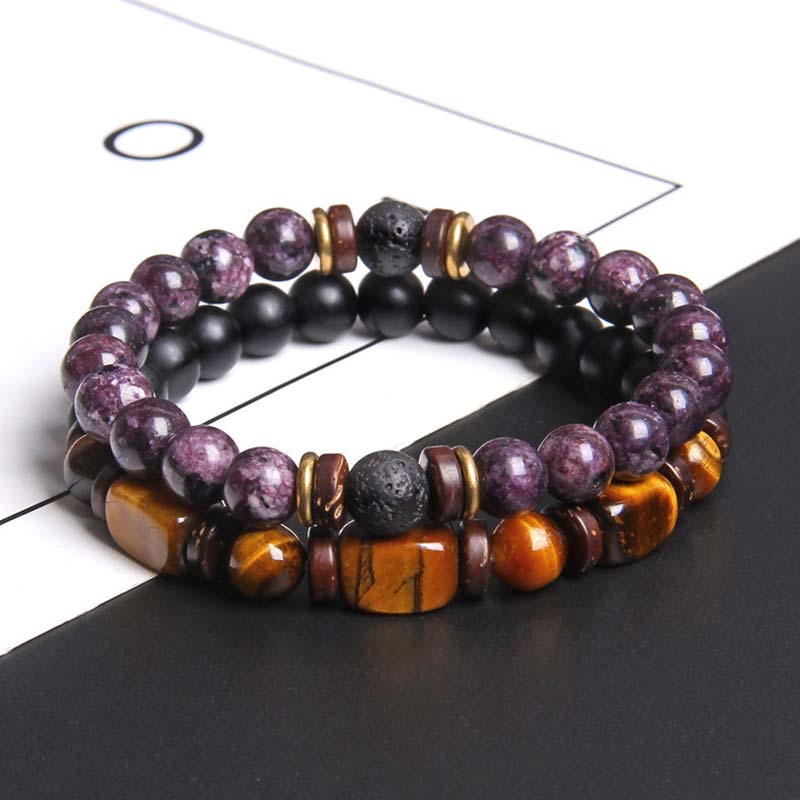 KarmaRipple's 2PCS Balancing Gemstone Emperor Stone Tiger Eye Bead Bracelet p25