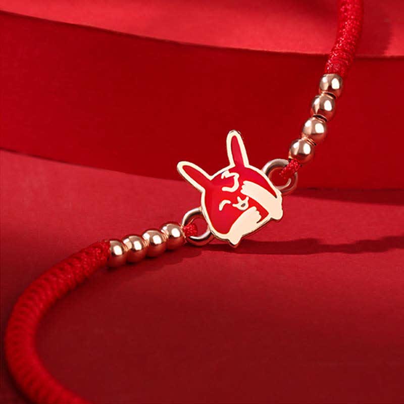 KarmaRipple's 925 Sterling Silver Chinese Zodiac Fortune Faith Discolor Red String Bracelet p19