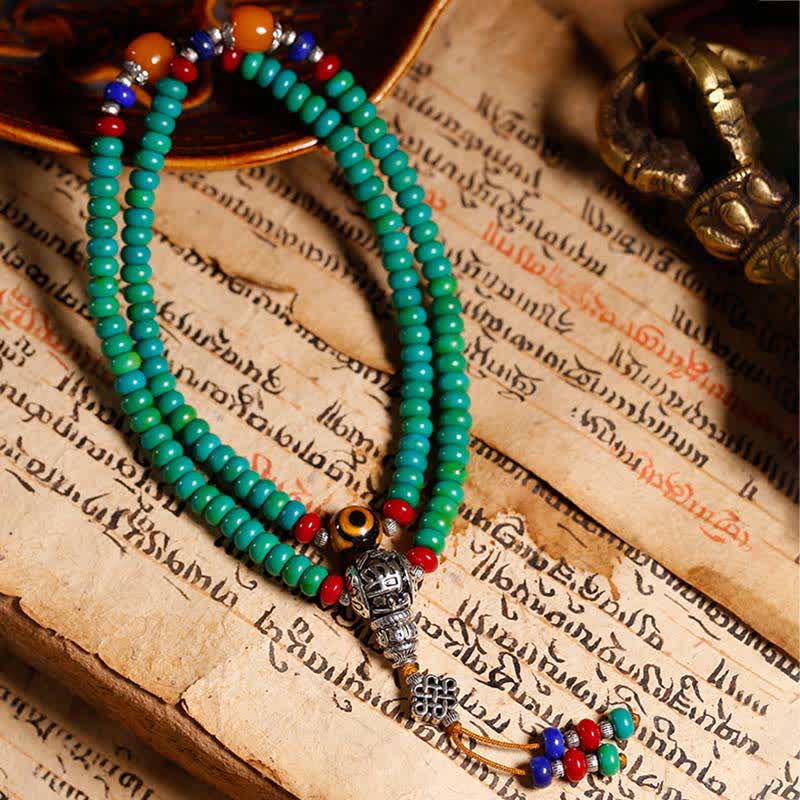 KarmaRipple's 108 Mala Beadwork Tibetan Turquoise Dzi Bead Protection Bracelet p6