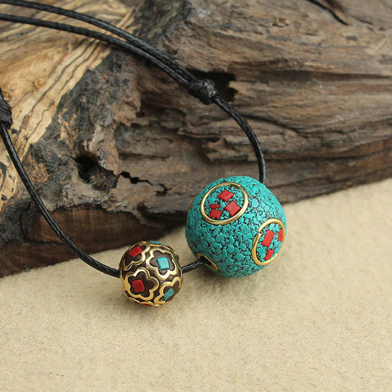 KarmaRipple's Tibetan Turquoise Double Bead Protection Strength Pendant Necklace p4