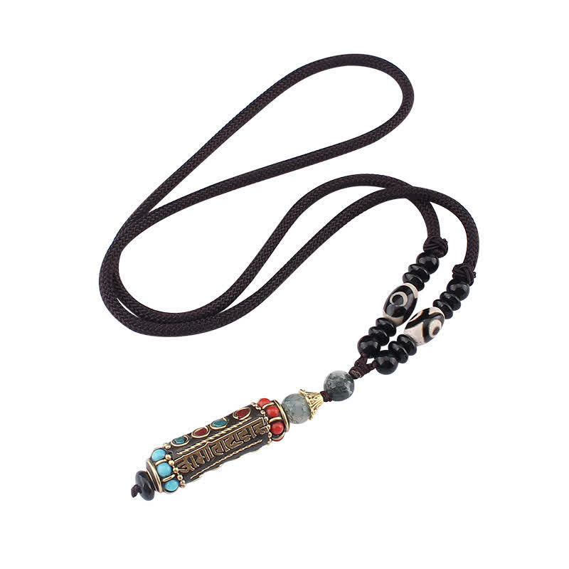 KarmaRipple's Tibetan Om Mani Padme Hum Dzi Bead Wenge Wood Pendant Necklace p13