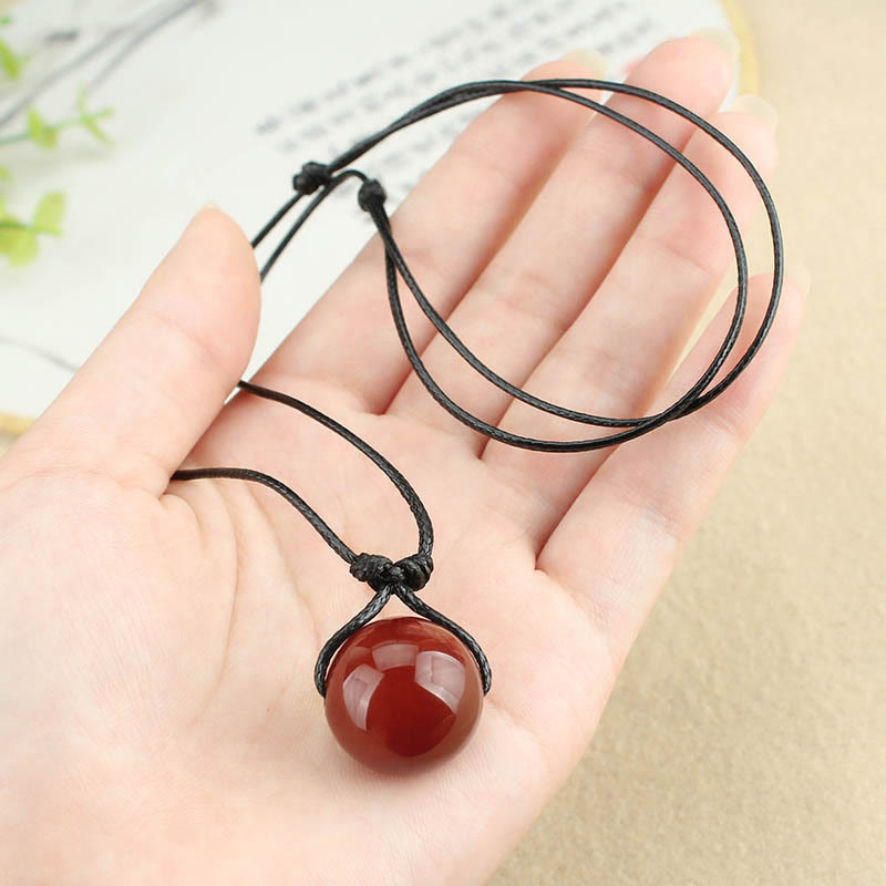 KarmaRipple's Red Agate Bead Confidence Leather Rope Pendant Necklace p10