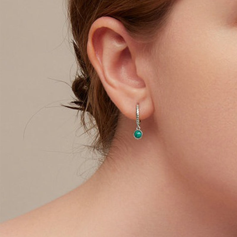 KarmaRipple's 925 Sterling Silver Round Malachite Anti-Anxiety Drop Earrings p4