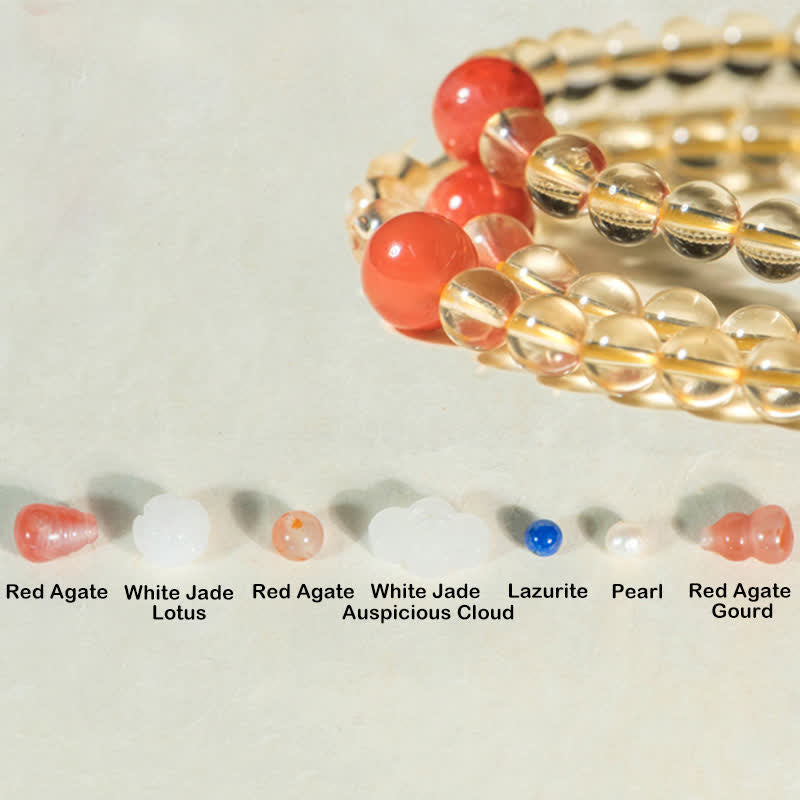 KarmaRipple's 108 Mala Beadwork 925 Sterling Silver Authentic Citrine Red Agate Ivory Jade Prosperity Talisman Bracelet p21