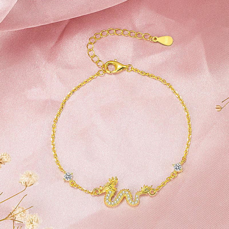 KarmaRipple's 925 Sterling Silver Year Of The Dragon Auspicious Golden Dragon Fortune Red Rope Chain Bracelet p13