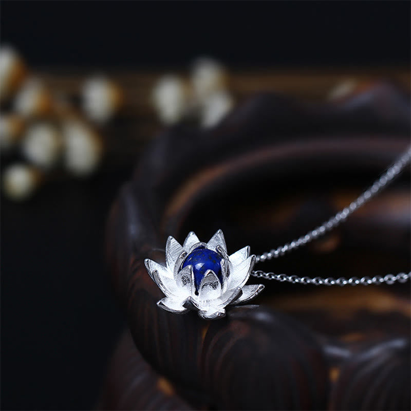 KarmaRipple's 925 Sterling Silver Lazurite Lotus Flower Self Care Pendant Necklace p14