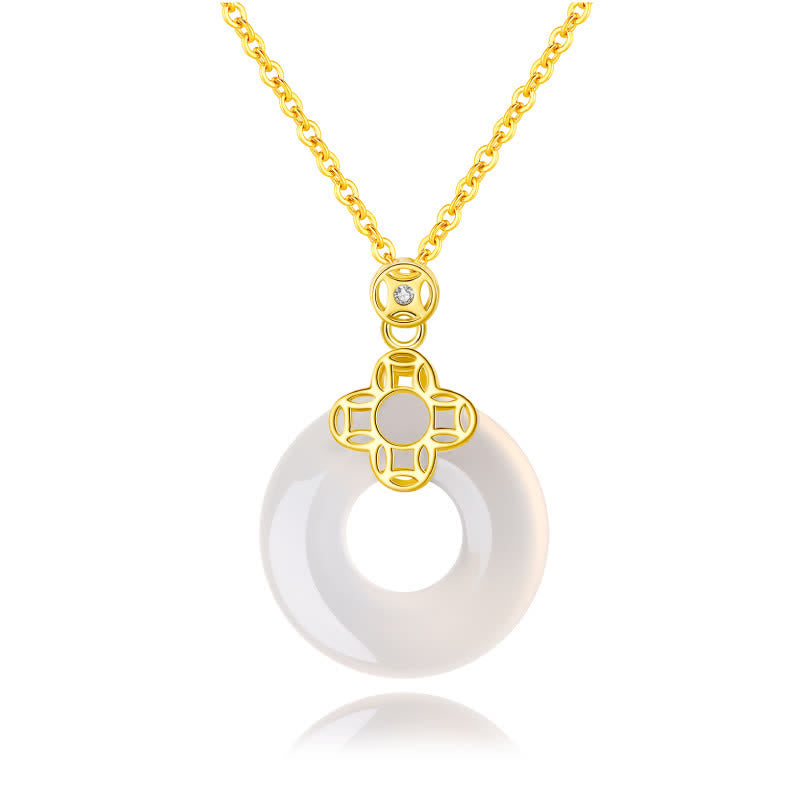 KarmaRipple's 925 Sterling Silver Chalcedony Coin Peace Buckle Positive Pendant Necklace p6