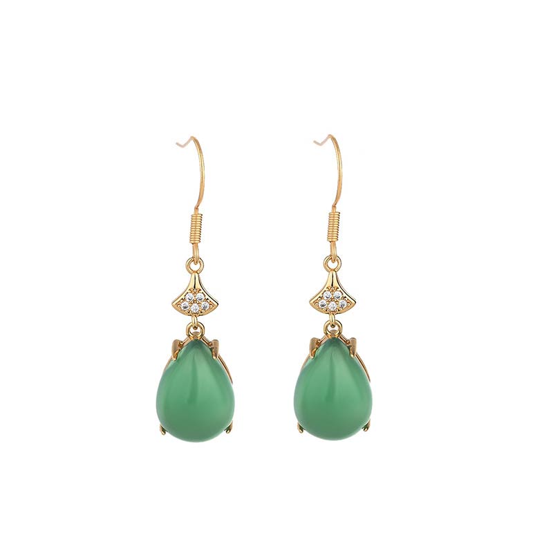 KarmaRipple's Cyan Jade Fortune Drop Earrings p5