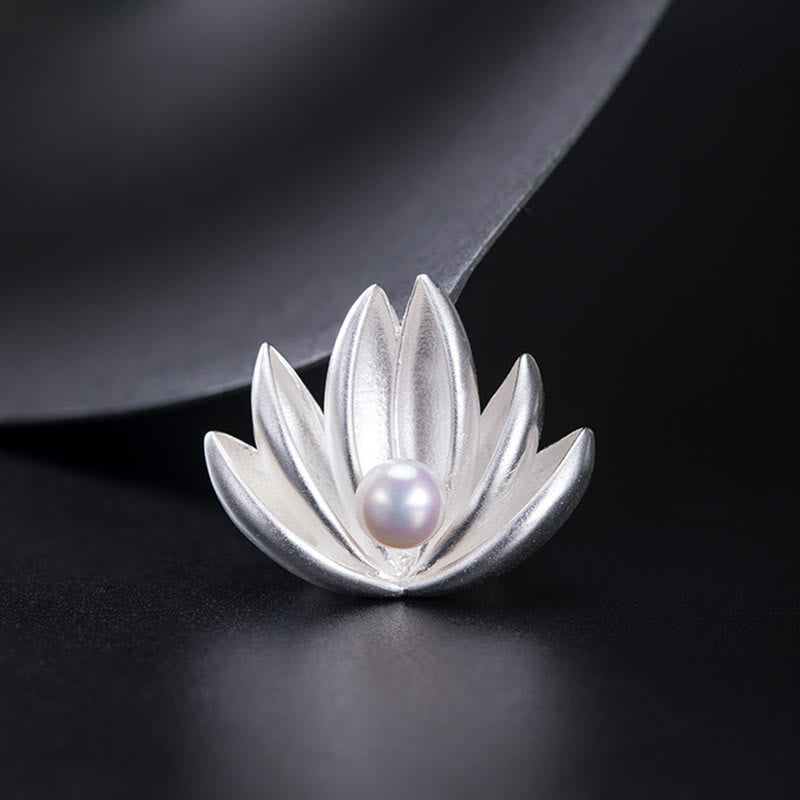 KarmaRipple's 925 Sterling Silver Lotus Flower Pearl New Beginning Brooch p8