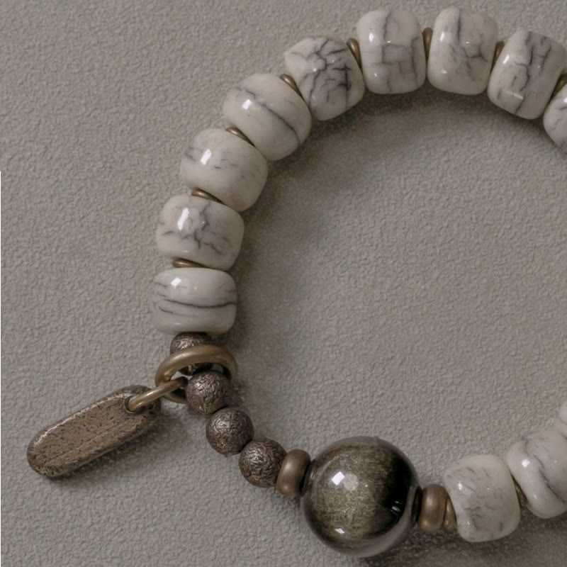 KarmaRipple's Tibetan Yak Bone Gold Sheen Obsidian Brass Bead Strength Bracelet p9