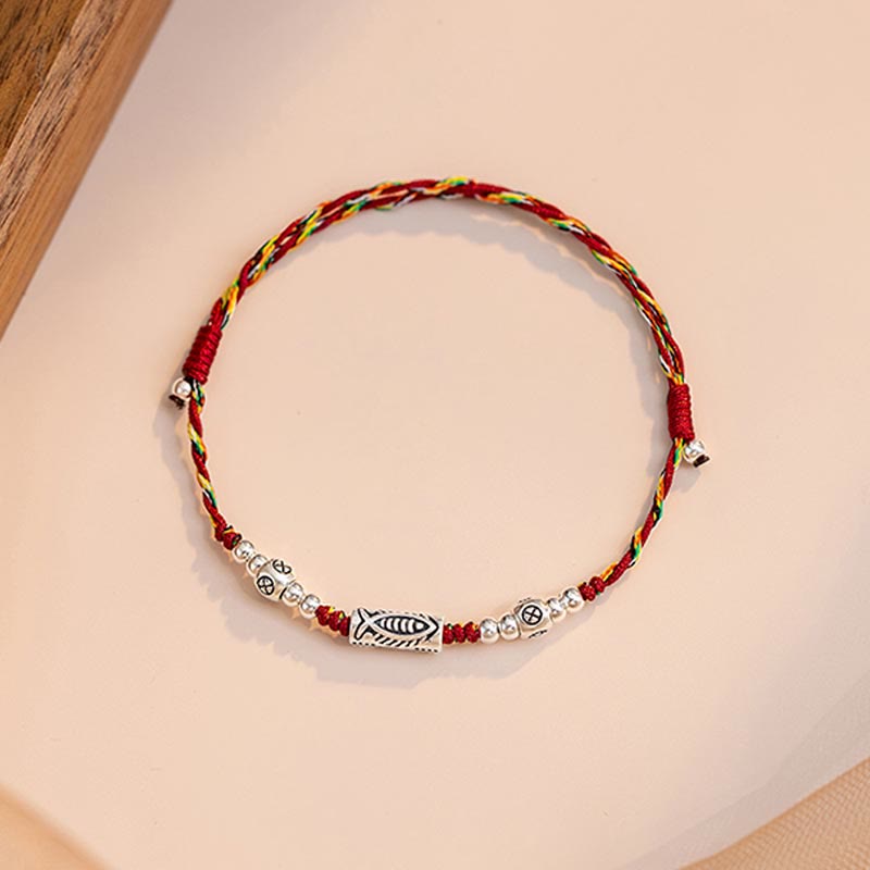 KarmaRipple's 925 Sterling Silver Fortune Koi Fish Woven Colorful String Bracelet Anklet p16