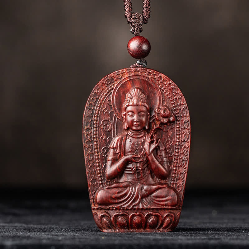 KarmaRipple's Chinese Zodiac Natal Buddha Small Leaf Red Sandalwood Lotus Protection Pendant Necklace p5