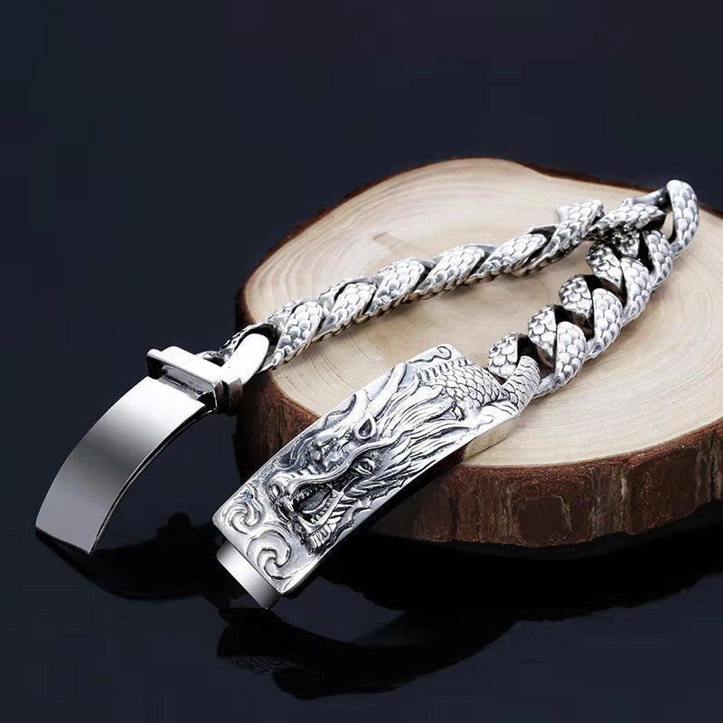 KarmaRipple's Retro Dragon Scale Pattern Engraved Protection Bracelet p4