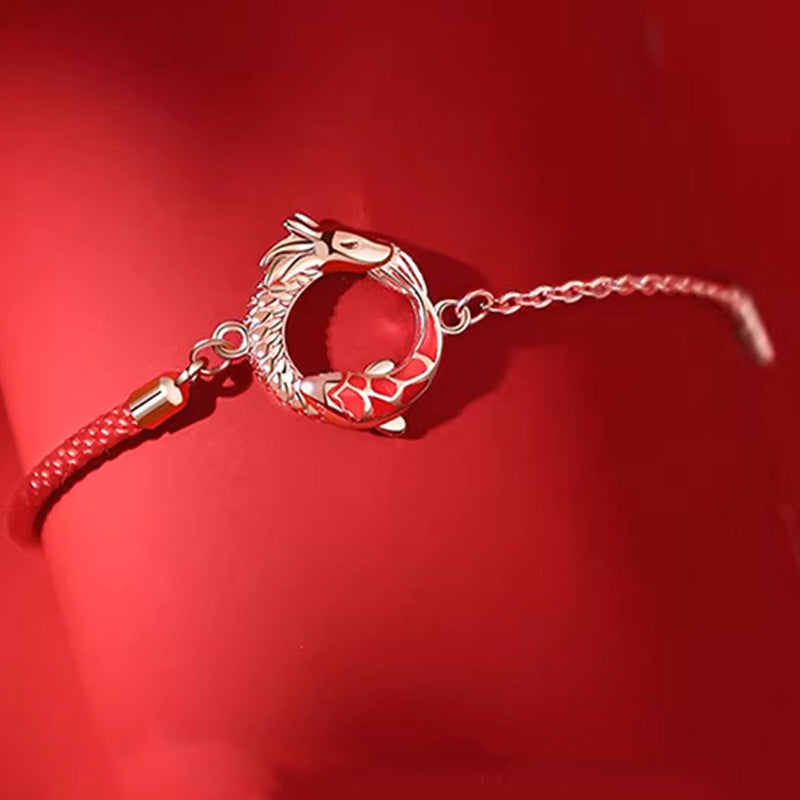 KarmaRipple's 925 Sterling Silver Year Of The Dragon Bronze Koi Fish Fortune Protection Bracelet p3