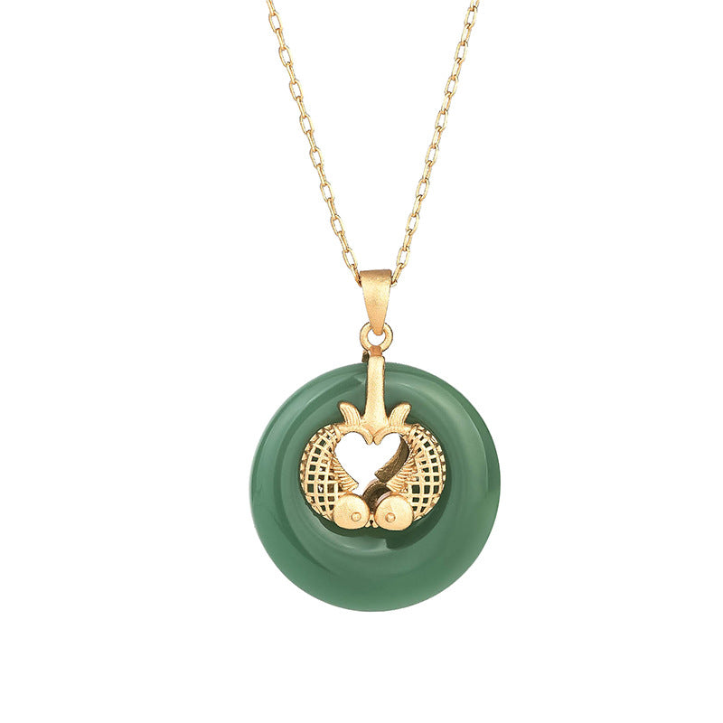 KarmaRipple's Cyan Jade Koi Fish Fortune Pendant Necklace p5