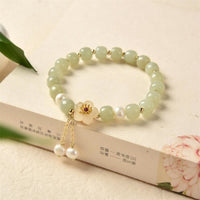 KarmaRipple's Hetian Jade Flower Pearl Happiness Abundance Bracelet
