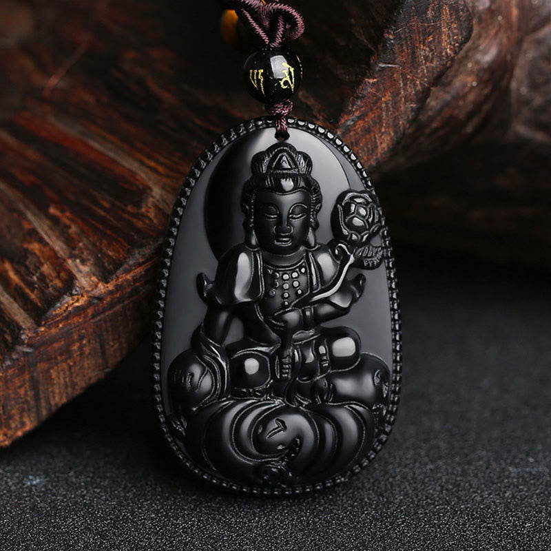 KarmaRipple's Chinese Zodiac Natal Buddha Authentic Black Obsidian Purification Pendant Necklace p7