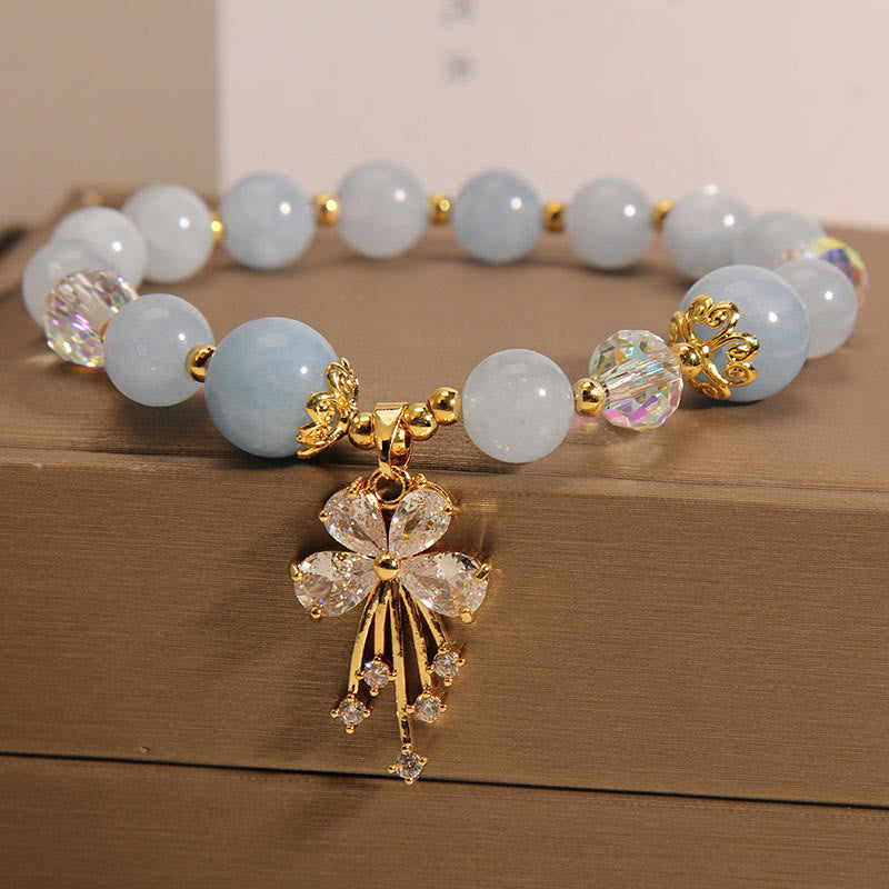 KarmaRipple's Aquamarine Pink Gemstone Balancing Zircon Butterfly Talisman Bracelet p6