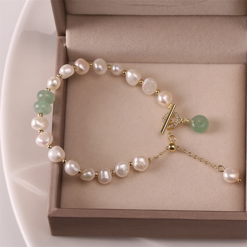 KarmaRipple's Pearl Green Strawberry Quartz Bead Balancing Chain Bracelet p6
