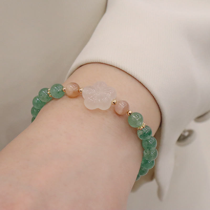 KarmaRipple's Authentic Green Strawberry Quartz Chalcedony Flower Gratitude Bracelet p7