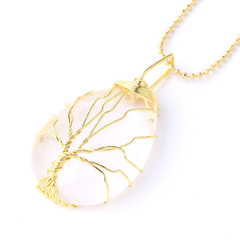 KarmaRipple's Authentic Quartz Gemstone Tree Of Life Balancing Energy Pendant Necklace p13