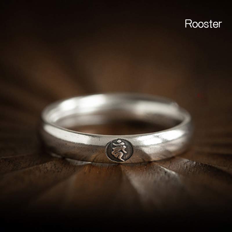 KarmaRipple's 925 Sterling Silver Chinese Zodiac Natal Buddha Blessing Pair Ring p44