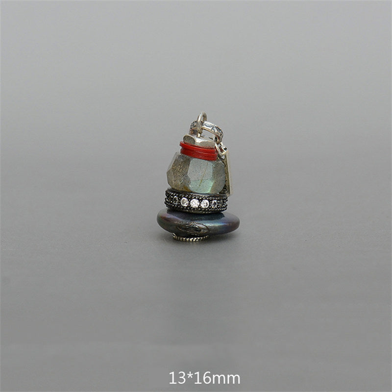 KarmaRipple's Zen Cairn Labradorite Various Crystals Calm Necklace Pendant p7