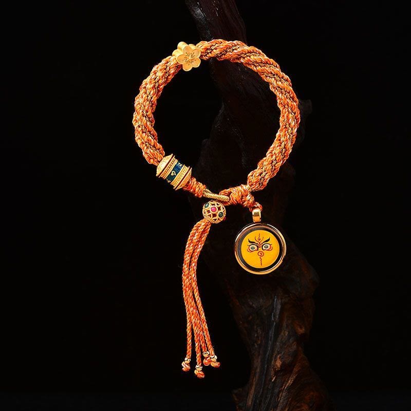 KarmaRipple's Tibet Handmade Five God Of Wealth Fortune Thangka Amulet Prayer Wheel Flower Talisman Weave String Bracelet p20