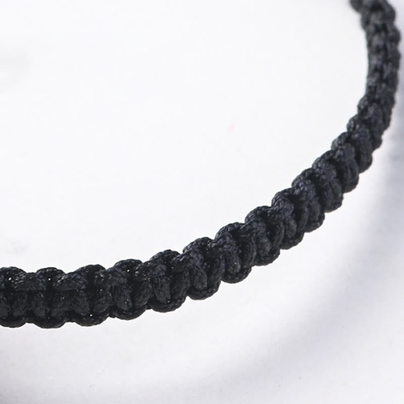 KarmaRipple's Small Leaf Red Sandalwood Ebony Wood Cute Cat Head Calm Protection Woven Bracelet p10