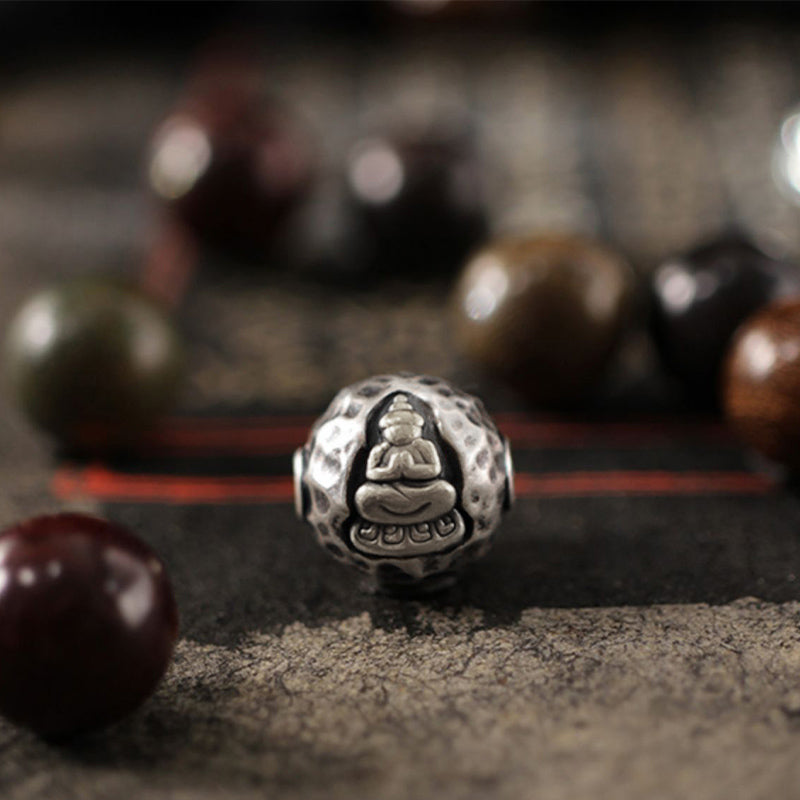 KarmaRipple's 999 Sterling Silver Green Sandalwood Small Leaf Red Sandalwood Buddha Cure Bracelet p2