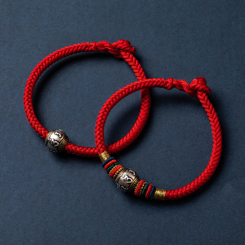 KarmaRipple's 925 Sterling Silver Tibet Handmade Om Mani Padme Hum Fortune Protection King Kong Weave Woven Bracelet p24