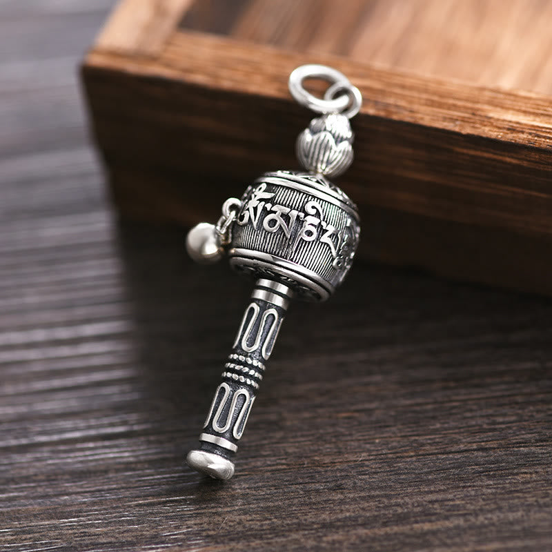 KarmaRipple's Tibetan Om Mani Padme Hum Prayer Wheel Lotus Wisdom Rotatable Pendant Necklace p3
