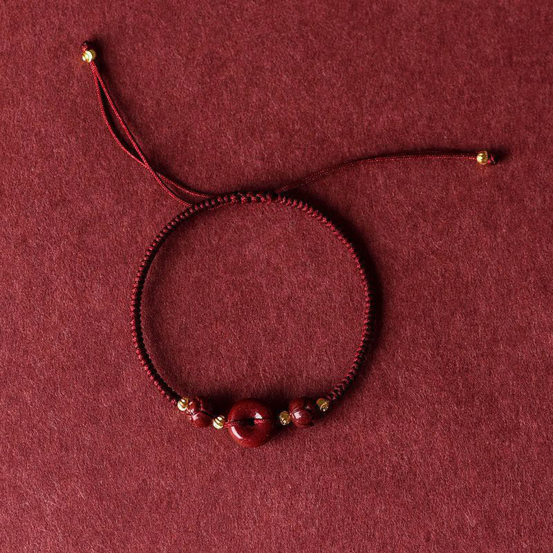 KarmaRipple's Handmade Lotus Cinnabar Peace Buckle Blessing Braid Bracelet p10