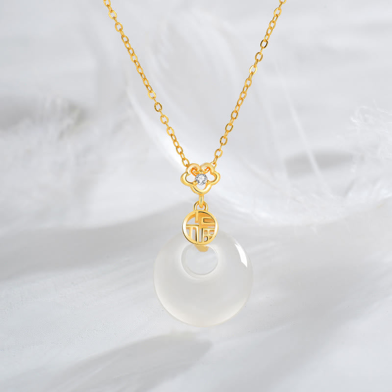 KarmaRipple's 925 Sterling Silver Ivory Agate Fu Character Happiness Fortune Pendant Necklace p9