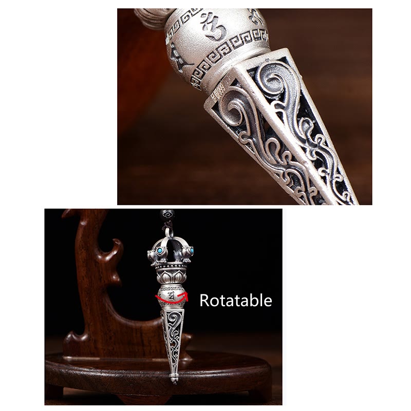 KarmaRipple's Tibetan Om Mani Padme Hum Dorje Vajra Design Wisdom Rotatable Pendant Necklace p8