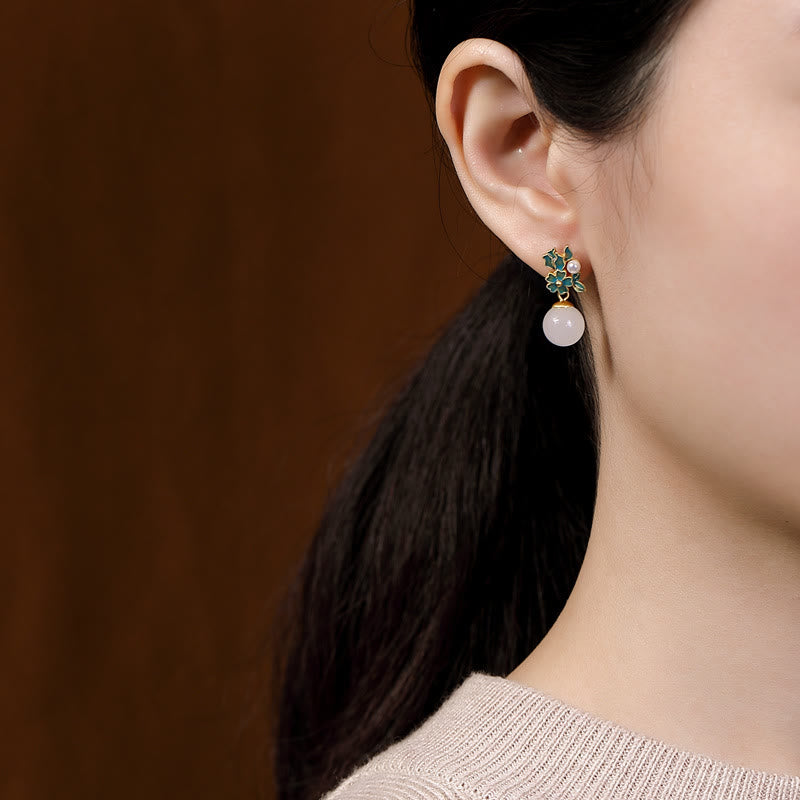 KarmaRipple's Ivory Jade 925 Sterling Silver Pearl Flower Blessing Pendant Necklace Ring Earrings p20