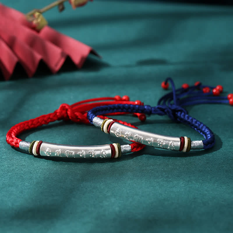 KarmaRipple's 999 Sterling Silver Om Mani Padme Hum Protection Strength String Bracelet p20