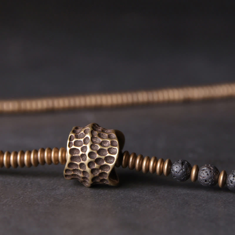 KarmaRipple's Vintage Lava Rock Bronze Balancing Multilayered Bracelet p5