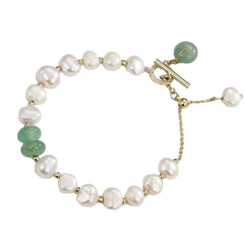 KarmaRipple's Pearl Green Strawberry Quartz Bead Balancing Chain Bracelet p12