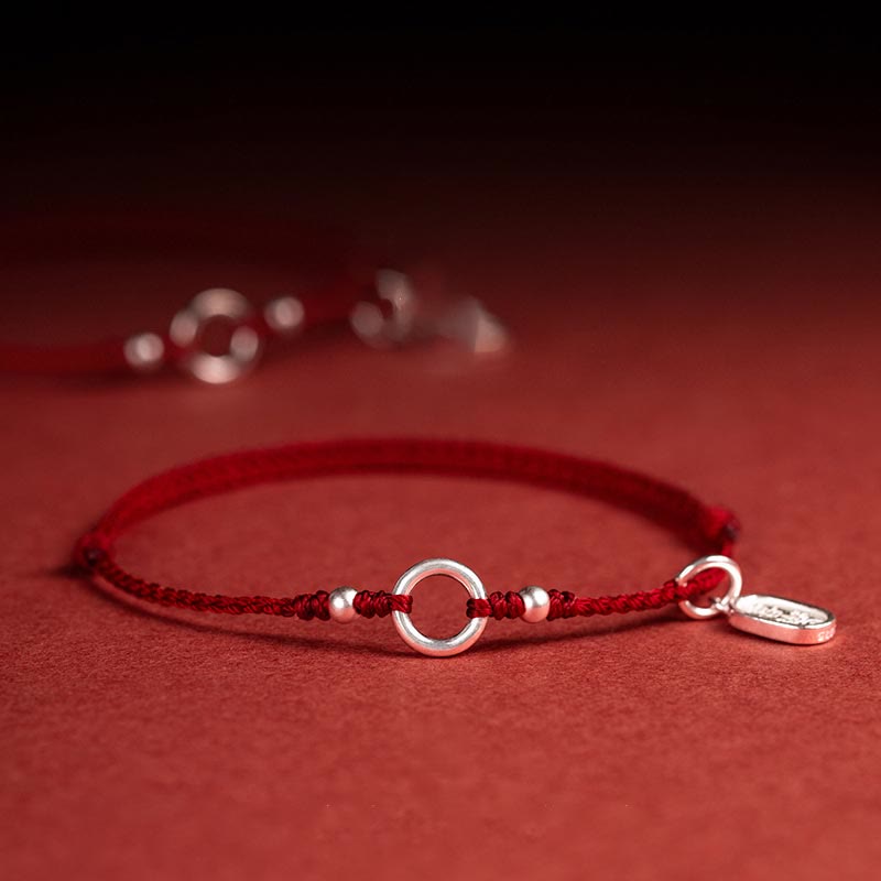 KarmaRipple's 925 Sterling Silver Fortunate Fortune Peace Joy Lotus Peace Buckle Red String Bracelet p30