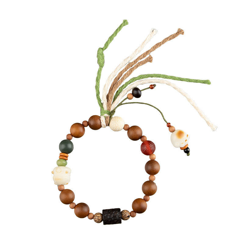 KarmaRipple's Lightning Strike Wood Bodhi Seed Cat Paw Claw Auspiciousness Protection Tassel Bracelet p11