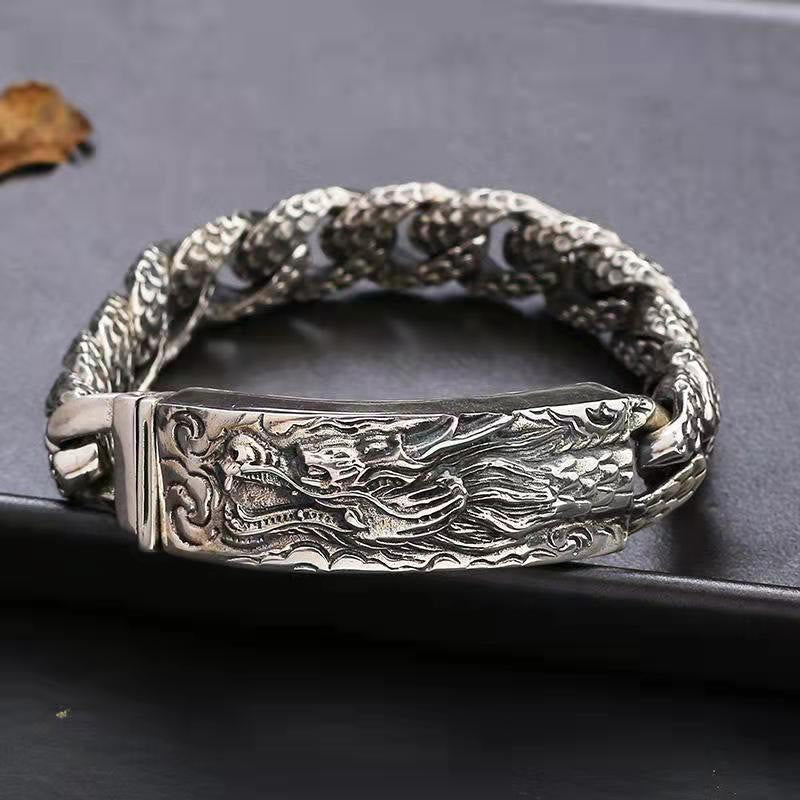 KarmaRipple's Retro Dragon Scale Pattern Engraved Protection Bracelet p5