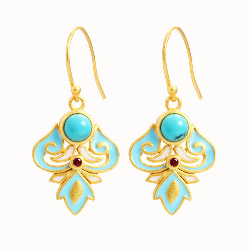 KarmaRipple's Bronze Enamel Turquoise Positive Drop Earrings p7