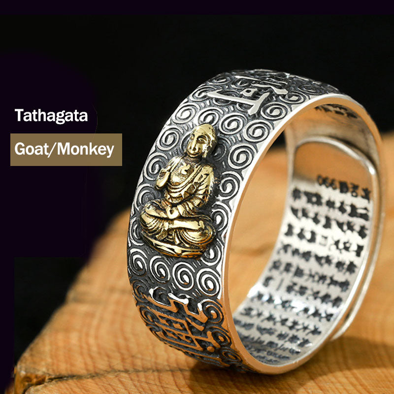 KarmaRipple's Chinese Zodiac Natal Buddha Wealth Fortune Adjustable Ring p10